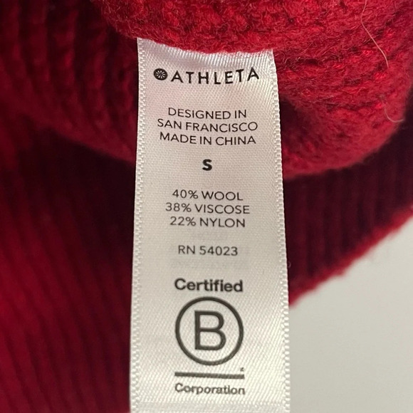 Athleta Sweater Womens Size Small Red Crewneck Wool Blend Knit - Picture 6 of 10